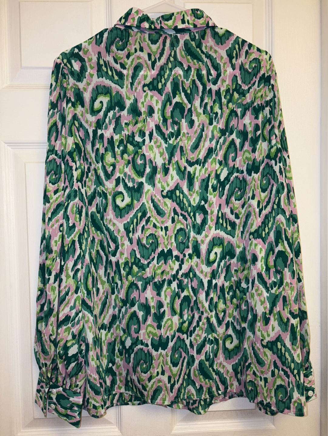 New Casual Boho Print Button Down Chiffon Blouse  -XL - photo 4