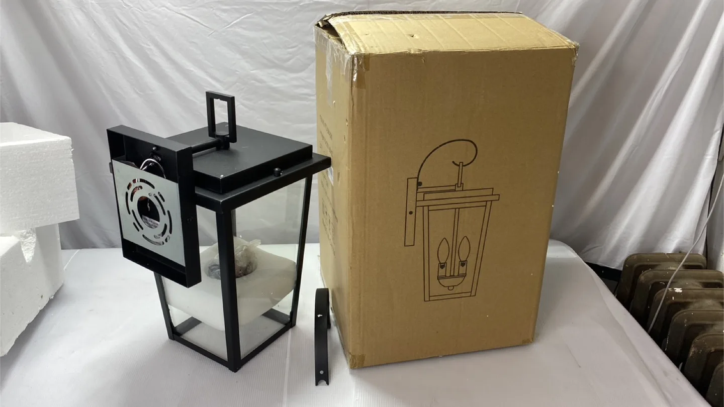 New Outdoor Black Lantern Wall Light Fixture thumbnail