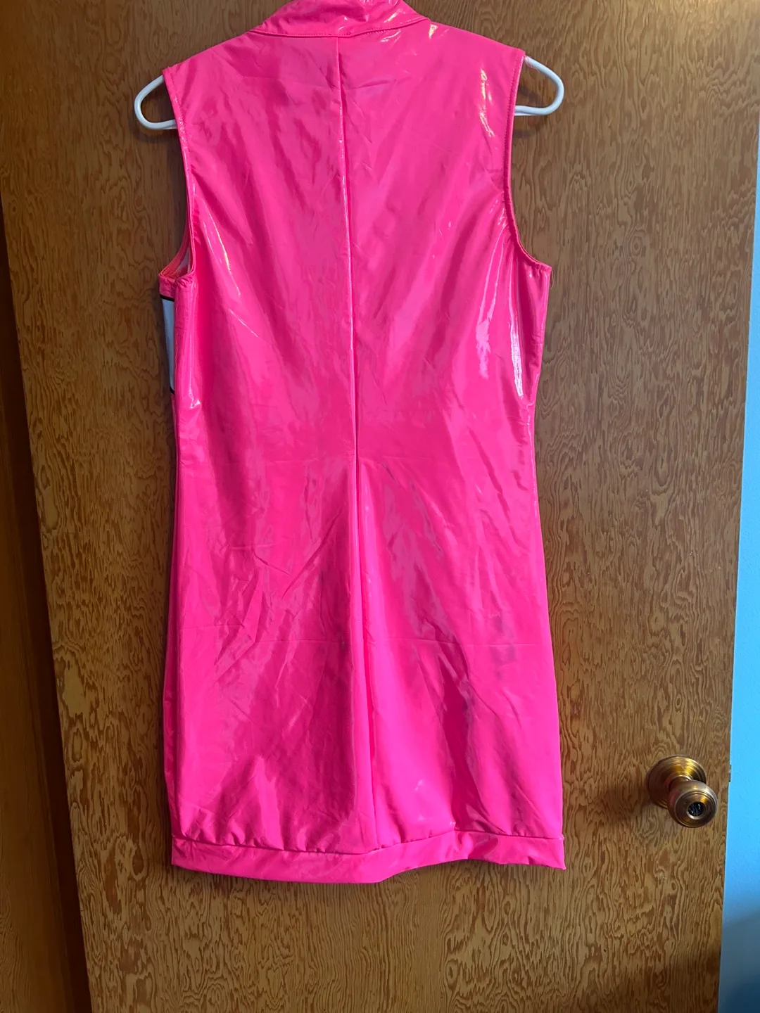 🥕large Pink Vinyl Mini Dress w/Reflective Detail image indicator(2)