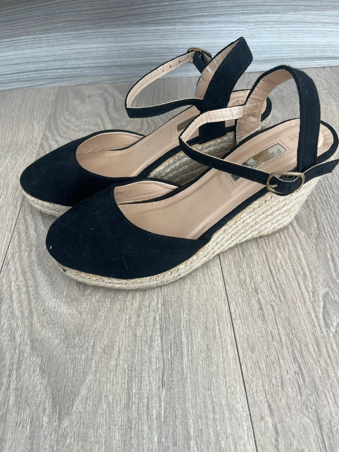 Black Suede Wedge Espadrilles - Size 7 thumbnail