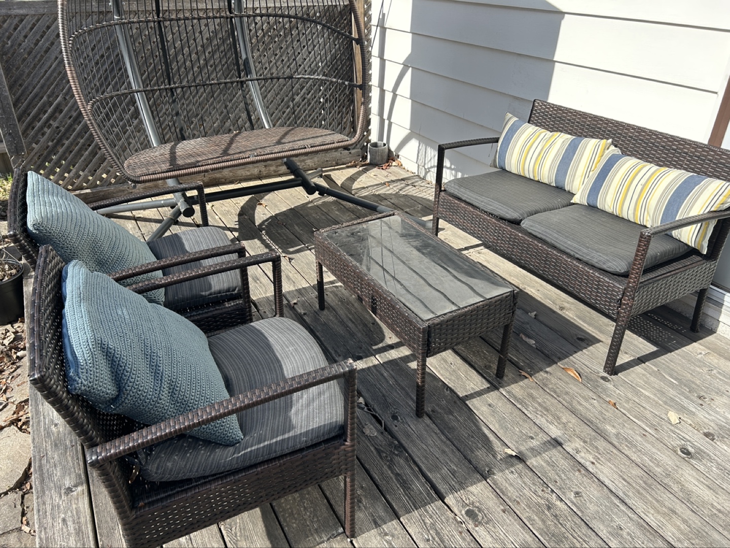 4-Piece Wicker Patio Set with Cushions