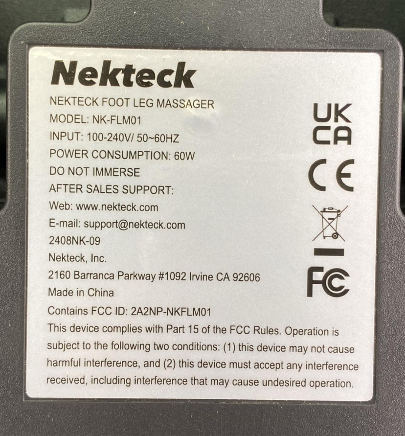 Nekteck Foot Leg Massager with Heat - NK-FLM01 - photo 3