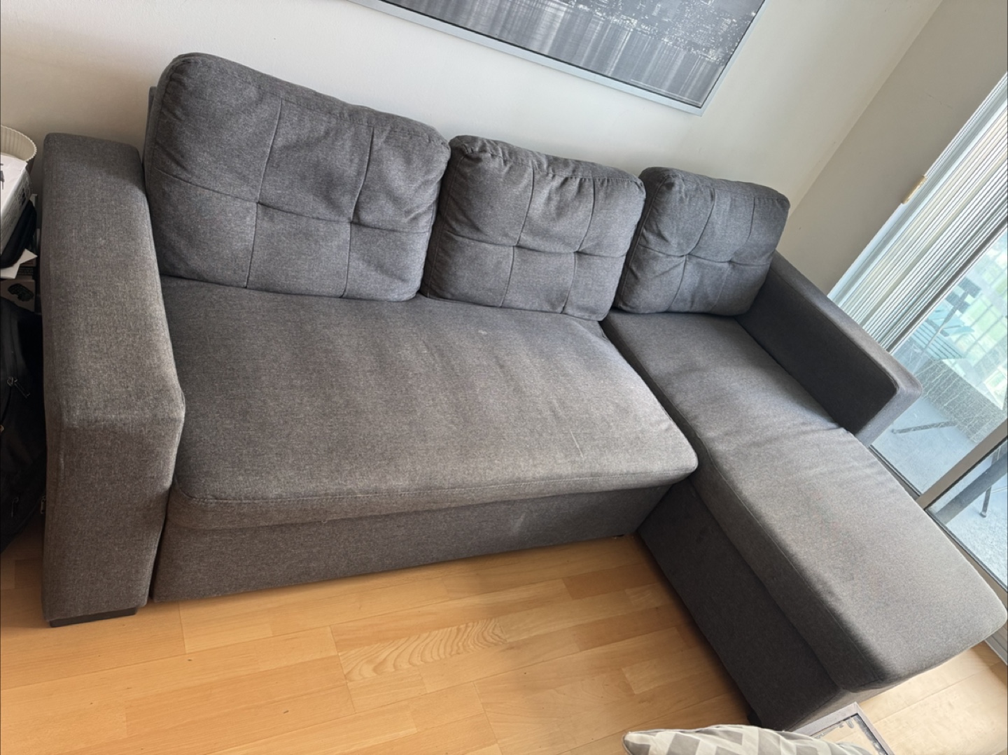 Grey Sectional Sofa with Pull-out Bed - photo 4