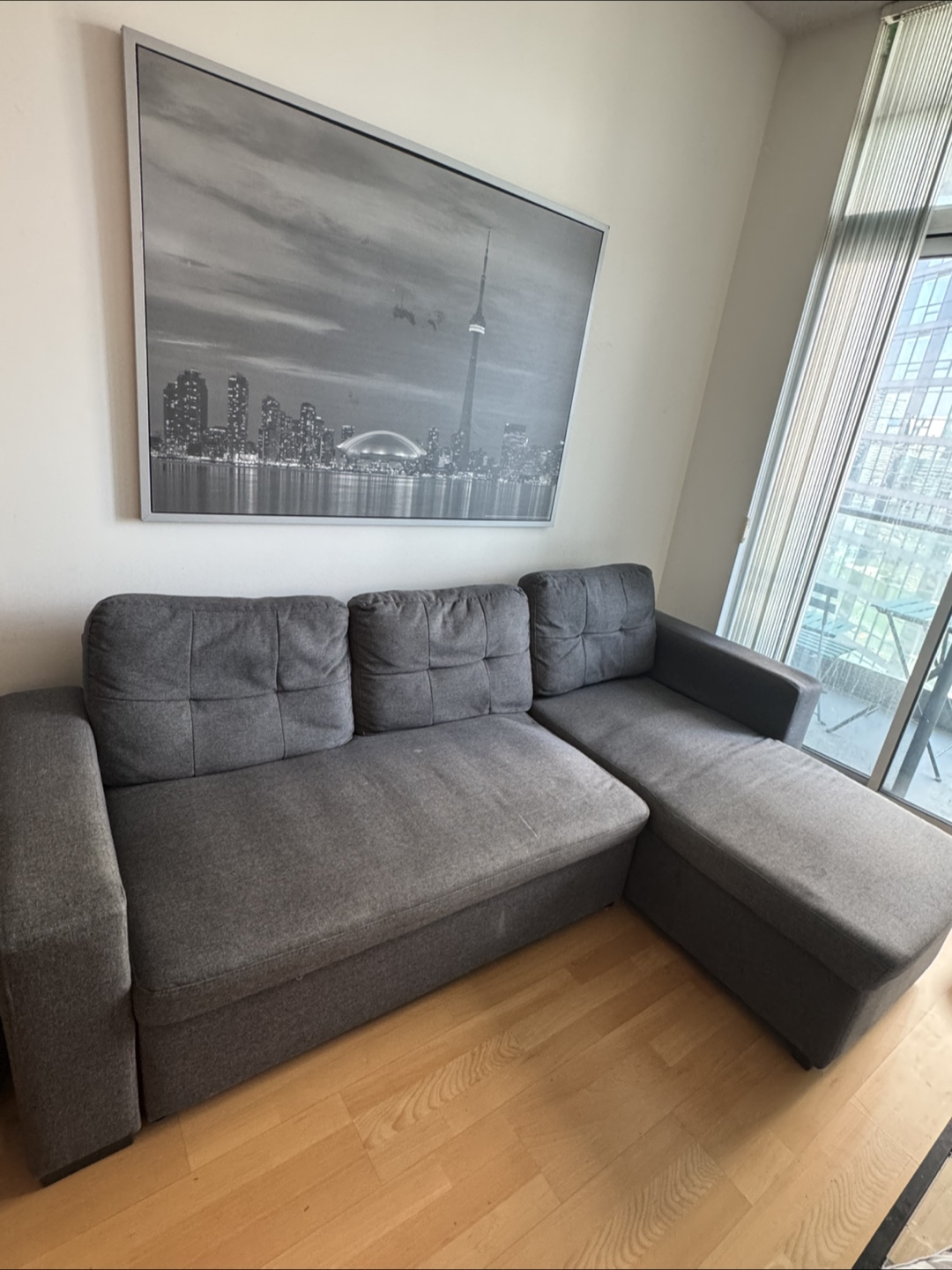 Grey Sectional Sofa with Pull-out Bed - photo 3