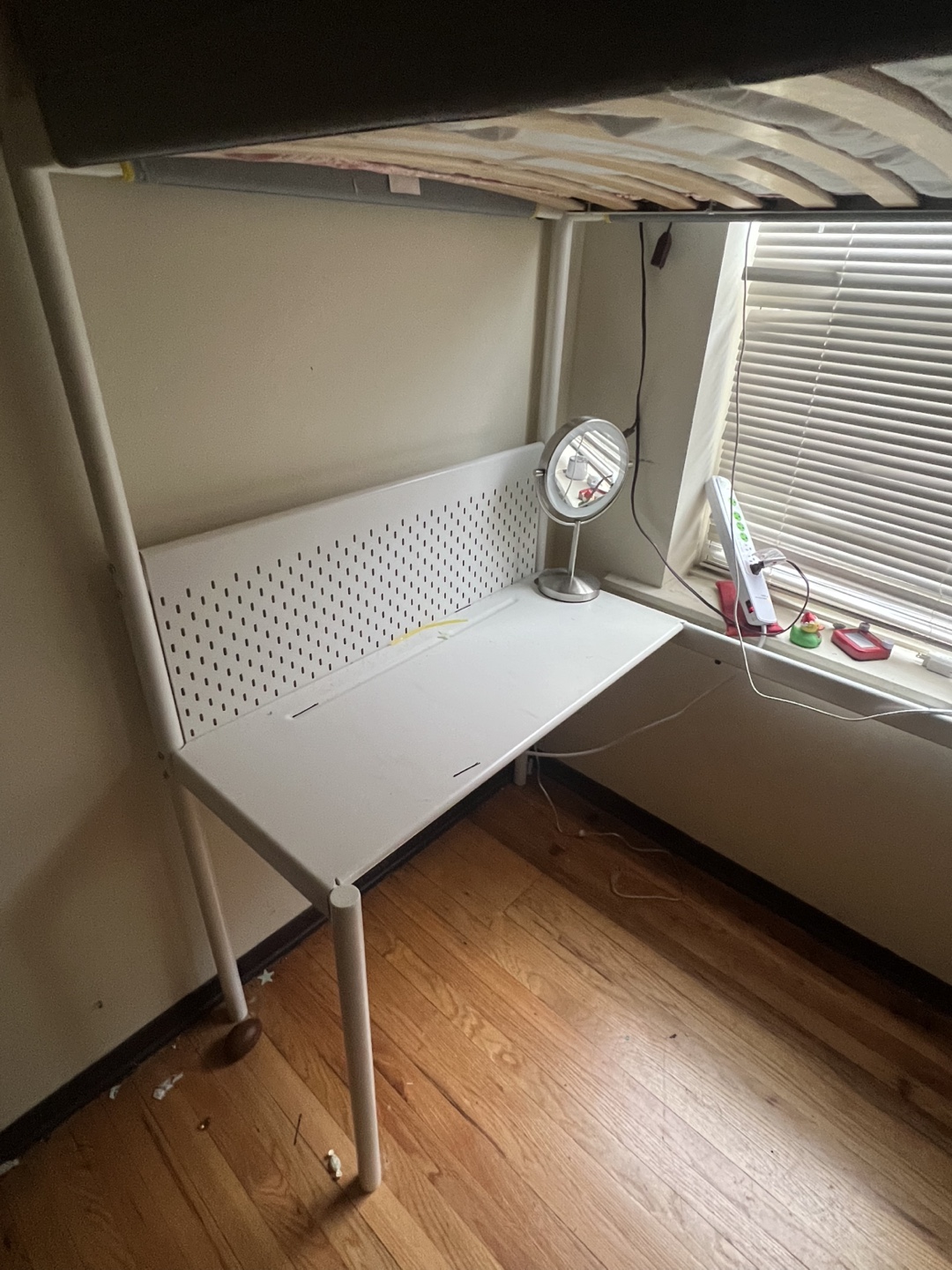 White Loft twin Bed with Built-in Desk