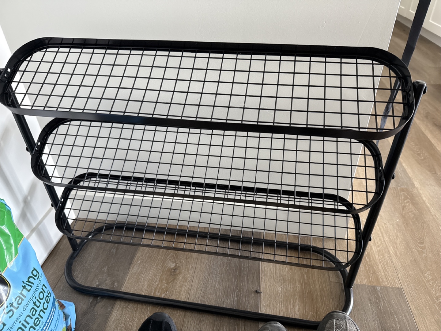 Three-Tier Black Metal Shoe Rack