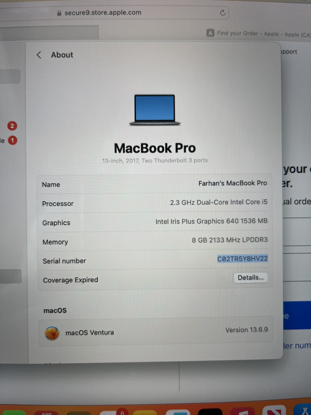 2017 13-inch MacBook Pro - 8GB RAM, 2.3 GHz Intel Core i5
