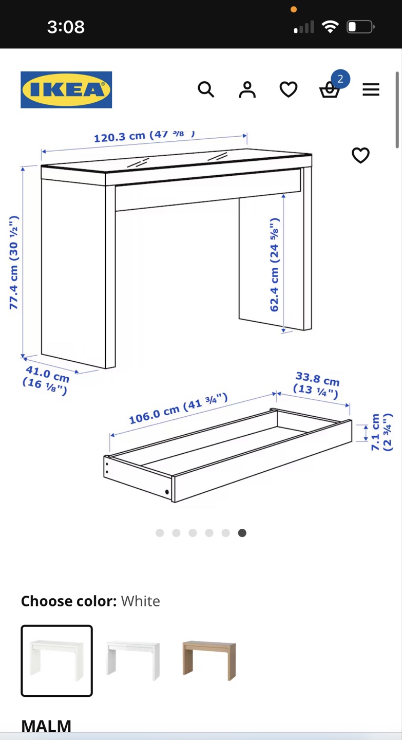 IKEA MALM Black Dressing Table - photo 3