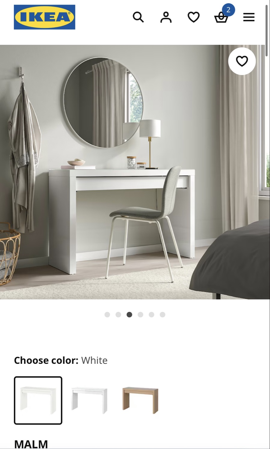 IKEA MALM Black Dressing Table - photo 4