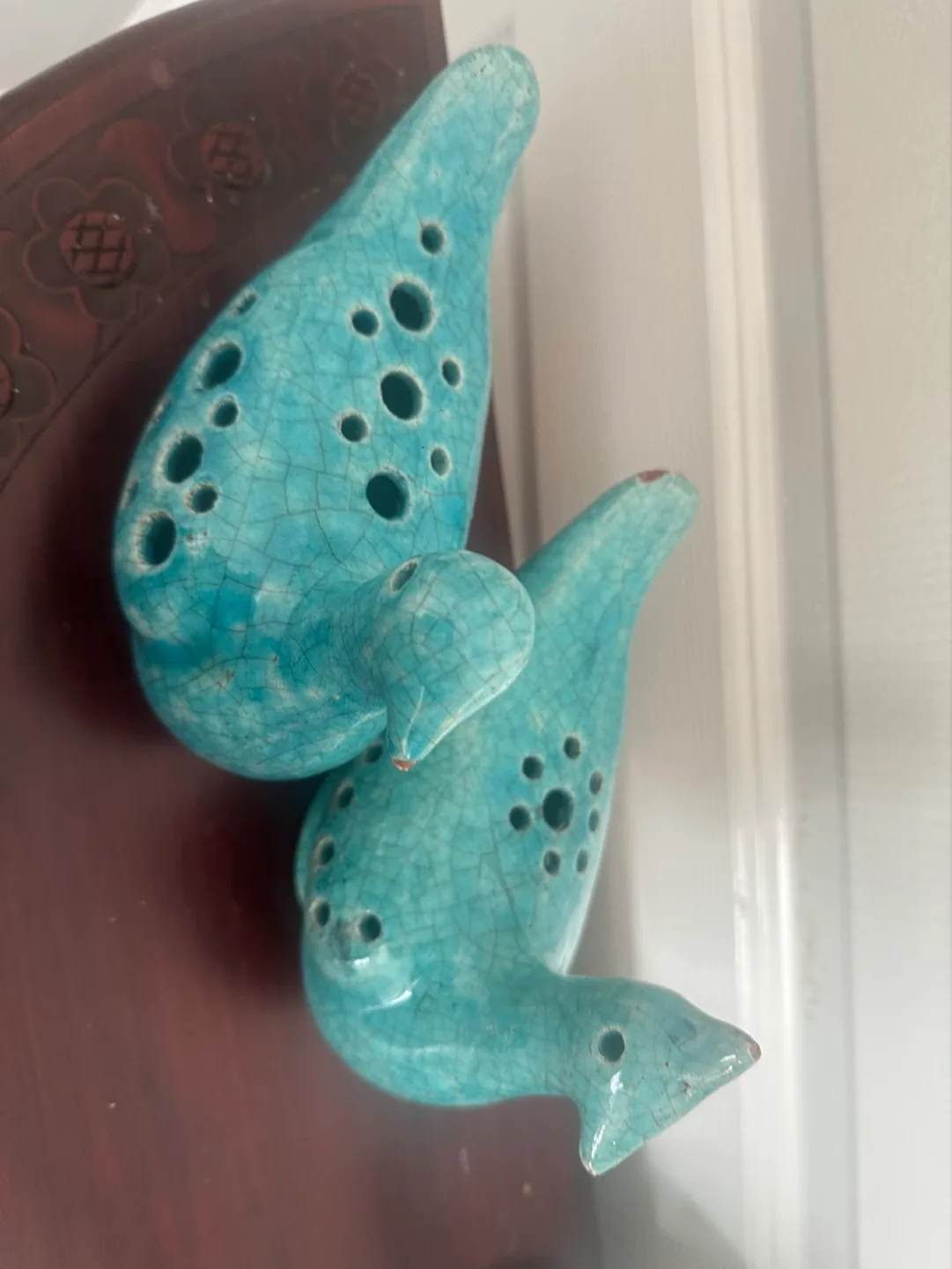 Pair of Teal Ceramic Birds thumbnail