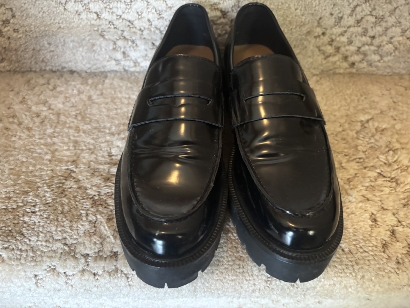 Black Patent Leather Loafers - Size 39 - photo 2