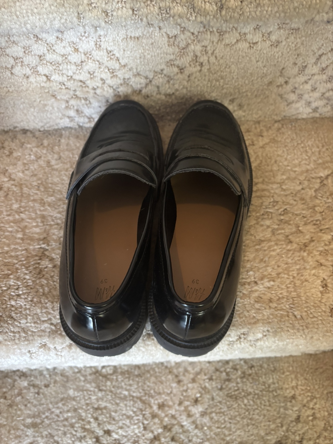 Black Patent Leather Loafers - Size 39 - photo 4