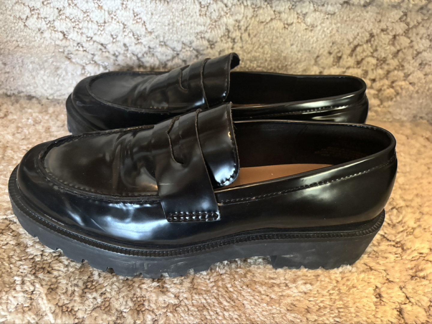 Black Patent Leather Loafers - Size 39