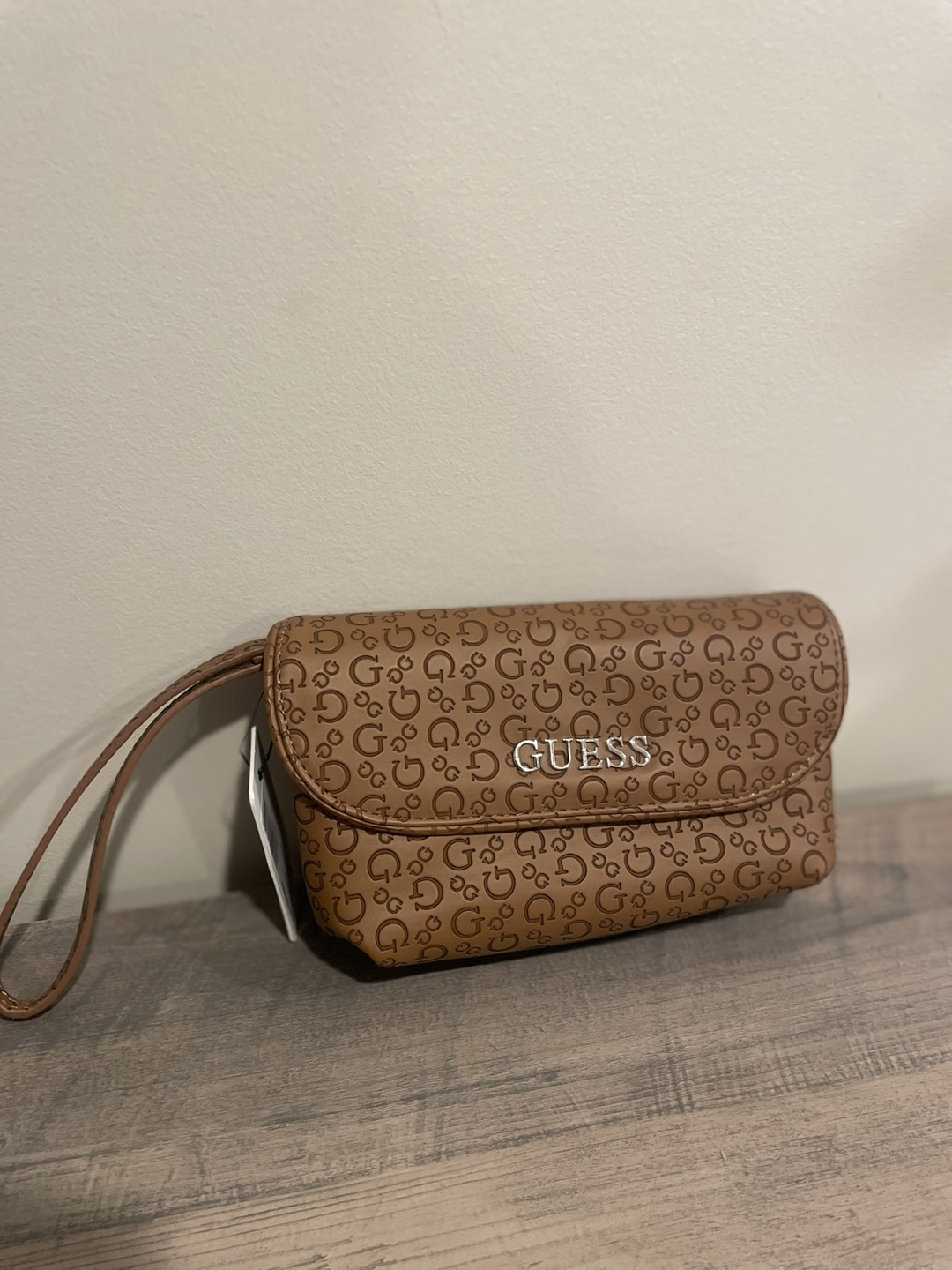 Guess Brown Logo Wristlet