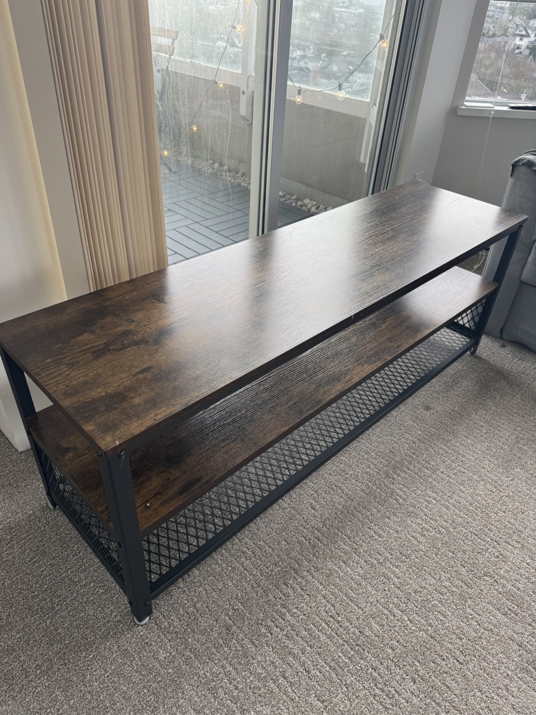 Industrial Style TV Stand with Two Shelves - photo 4