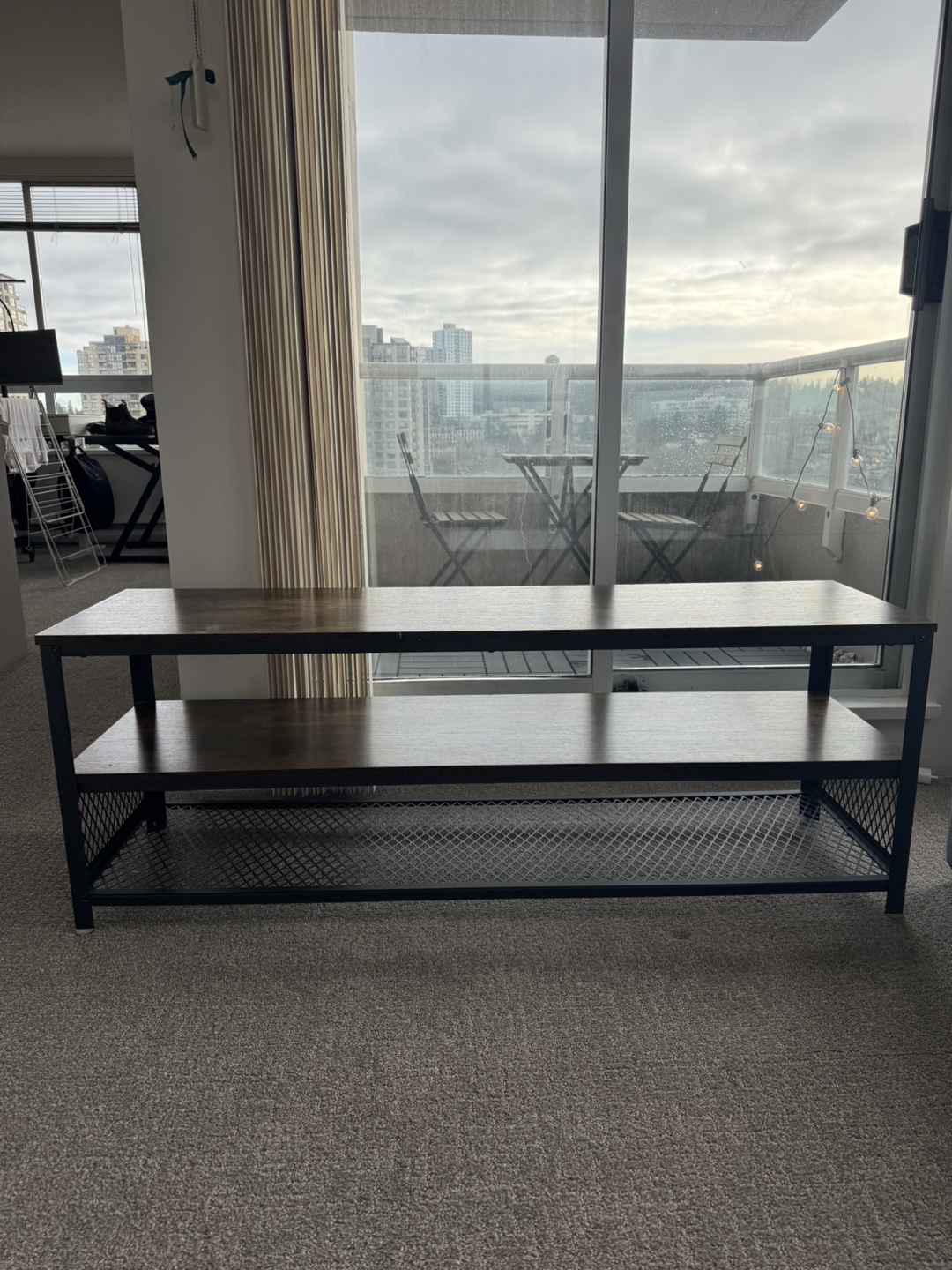 Industrial Style TV Stand with Two Shelves - photo 2