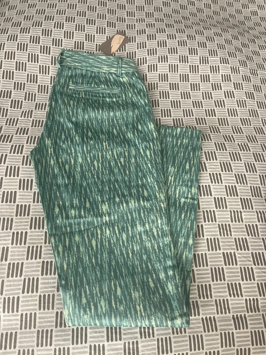 Teal and Green Abstract Print Pants thumbnail