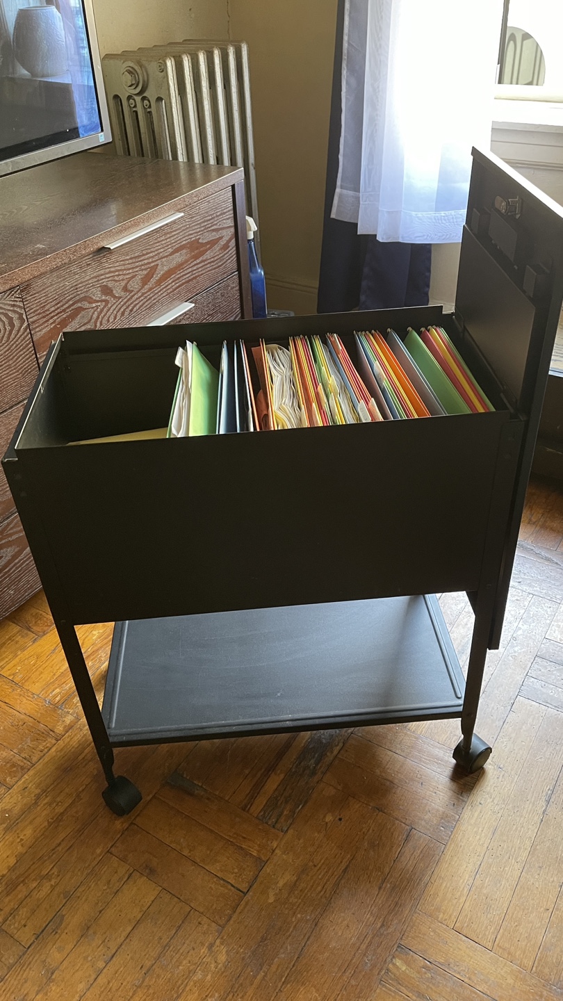 Black Mobile File Cabinet with Locking Drawer