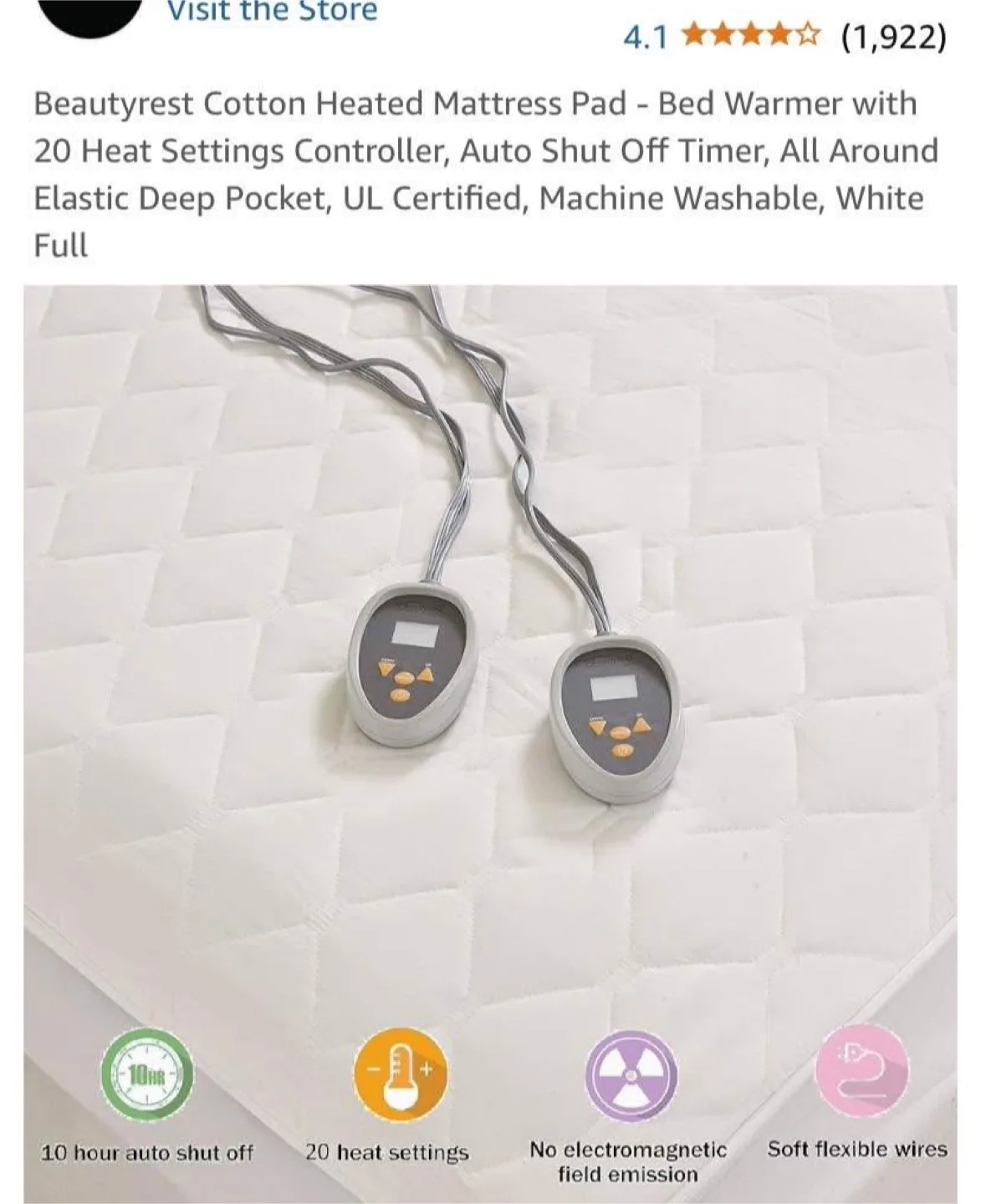 New Beautyrest Heated Mattress Pad - Full Size image indicator(2)