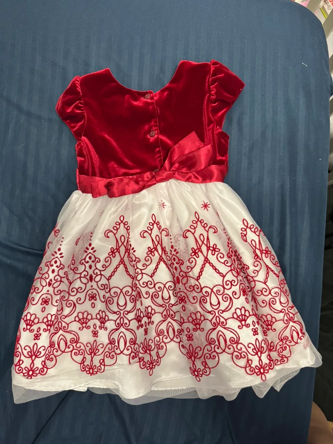 Adorable Red Velvet Holiday Dress for Toddler Girl image indicator(2)