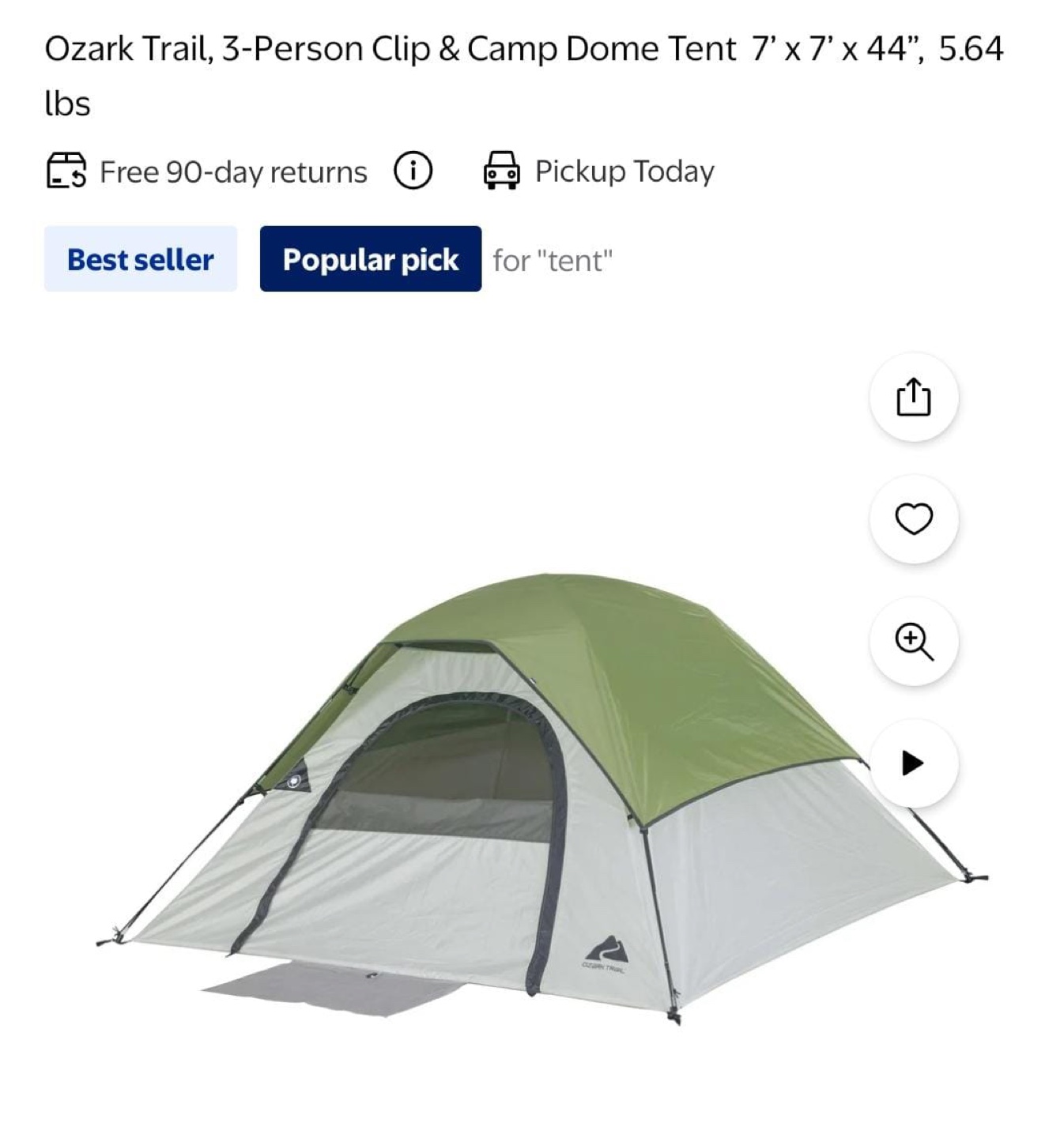 Ozark Trail 3-Person Dome Tent & Intex Queen Airbed - photo 2