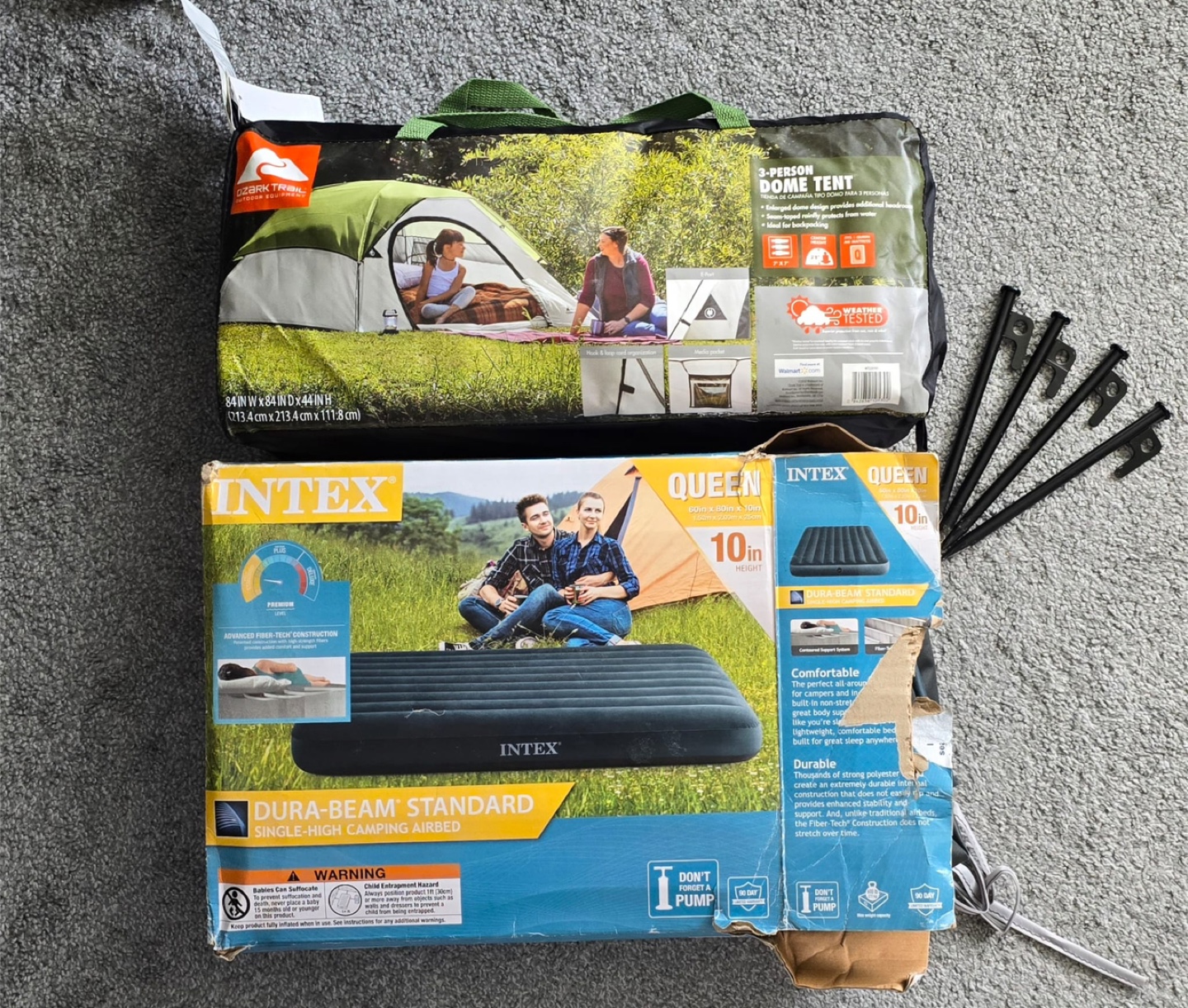Ozark Trail 3-Person Dome Tent & Intex Queen Airbed