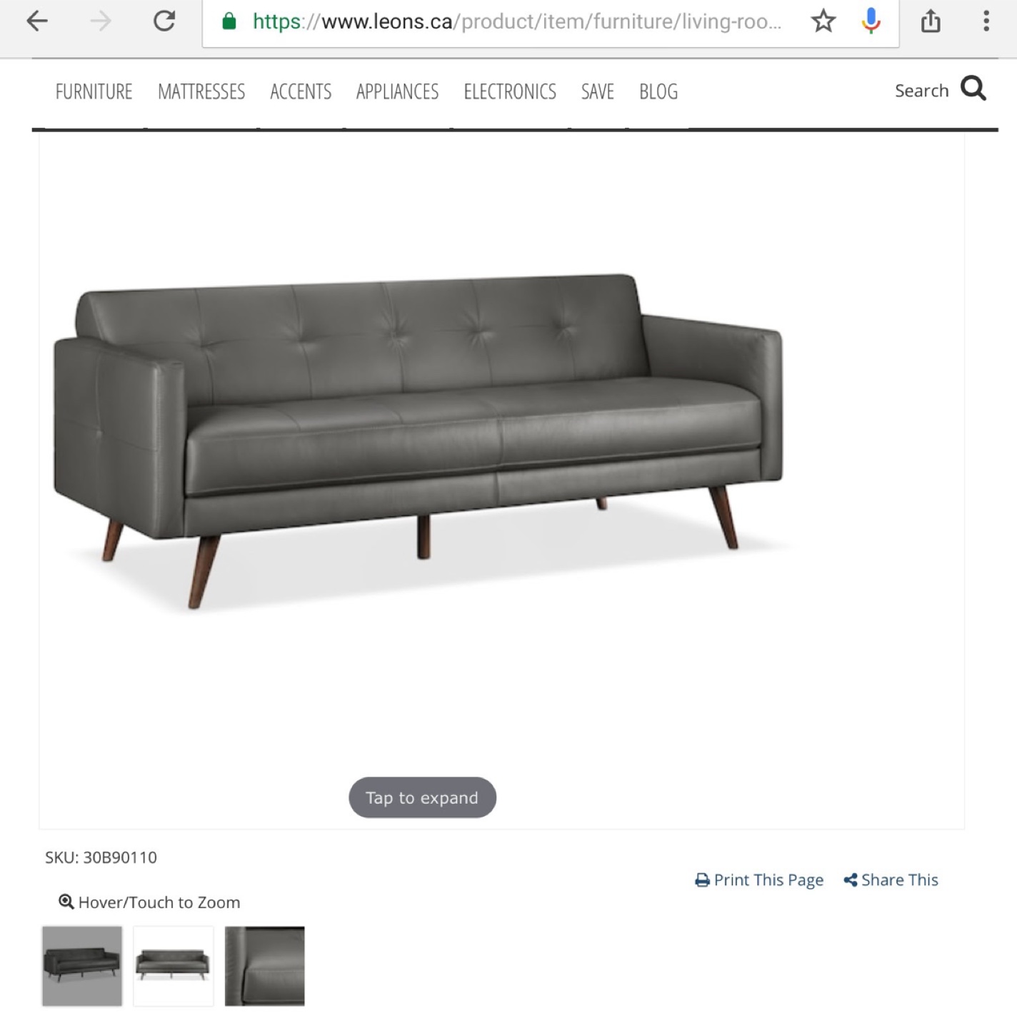 Italian Genuine Leather Sofa from Leon’s - photo 4