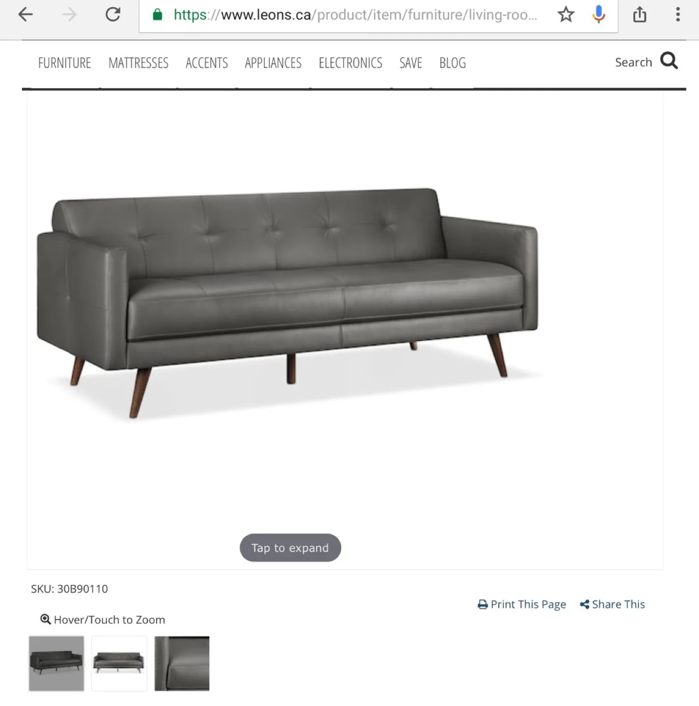 Italian Genuine Leather Sofa from Leon’s image indicator(4)