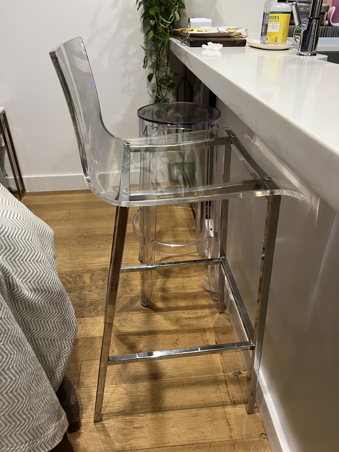 CB2 clear bar stool chairs x2 - photo 4