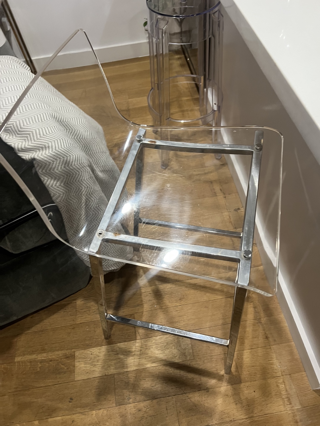 CB2 clear bar stool chairs x2 - photo 5
