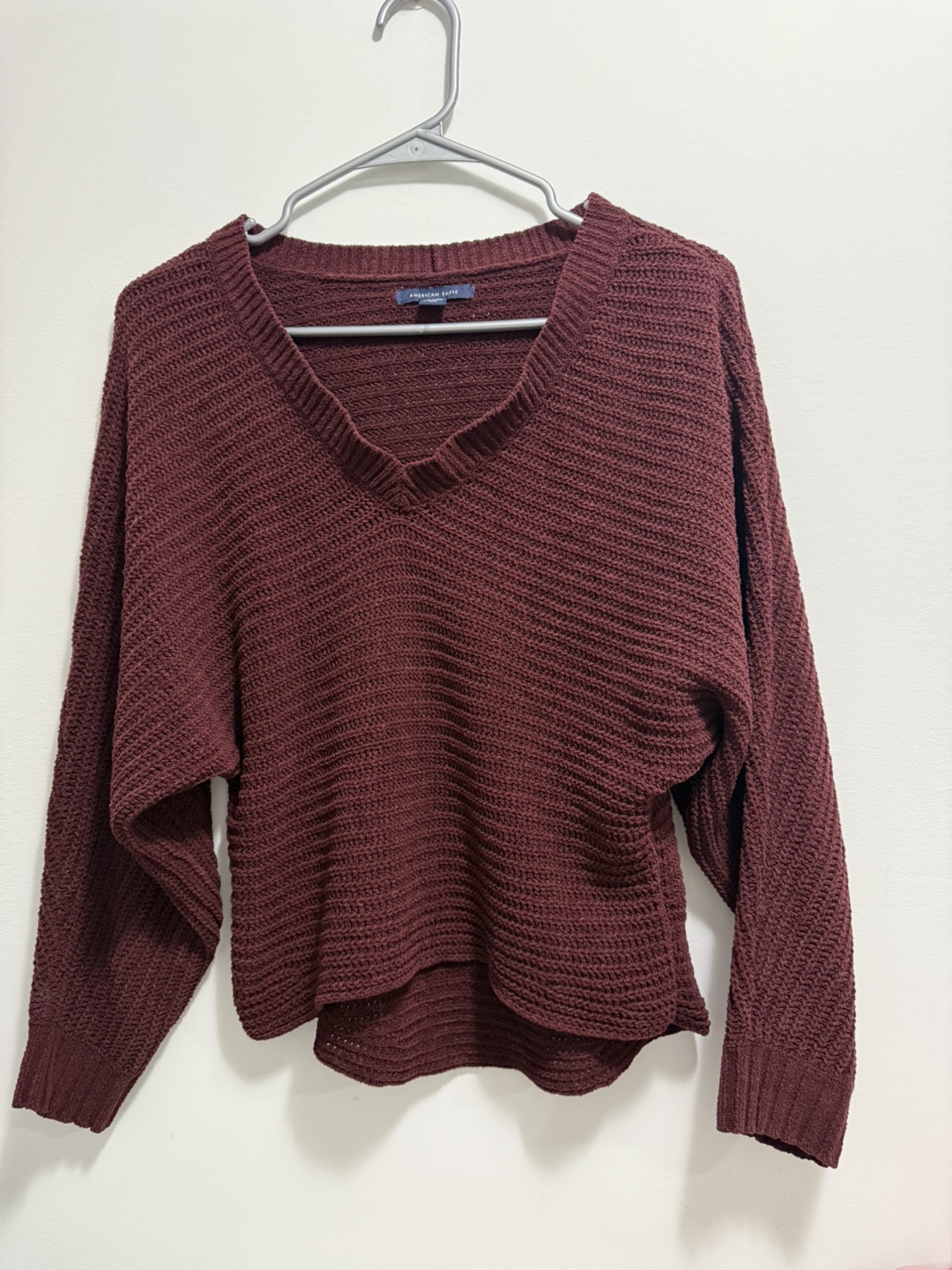 American Eagle Outfitters burgundy V-neck sweater