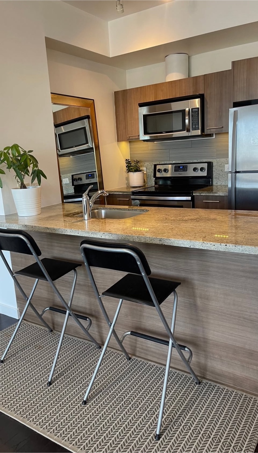Two IKEA Black Bar Stools