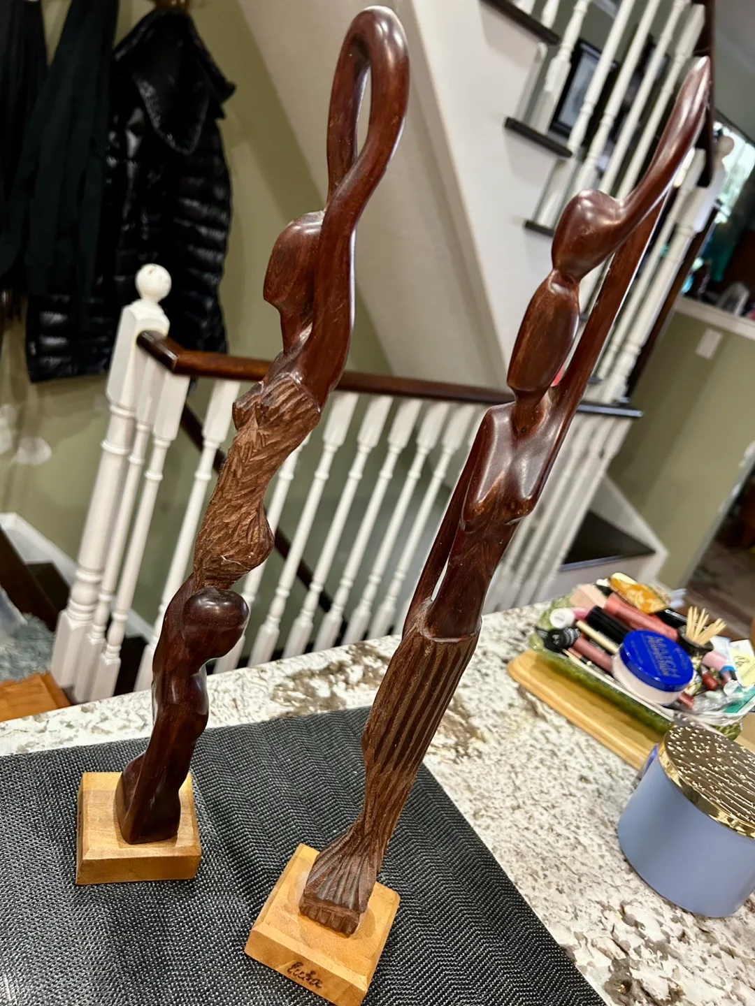 Pair of Intriguing Wooden Carvings thumbnail