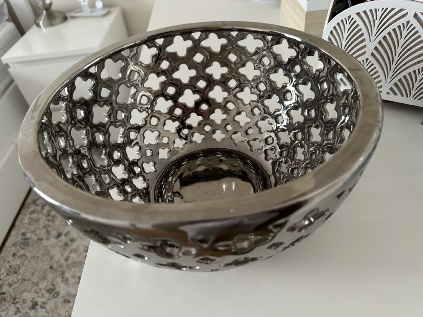 Silver Metal Decorative Bowl
