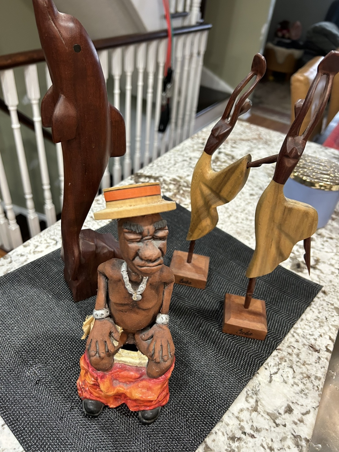 Wooden Figurines: Dolphin, Man, and Dancers - photo 2