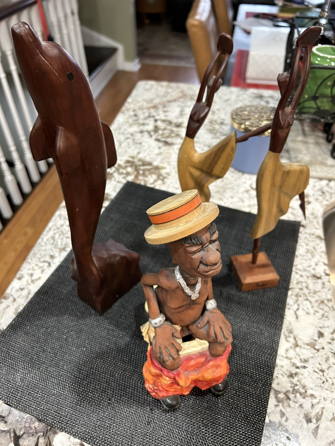 Wooden Figurines: Dolphin, Man, and Dancers - photo 3