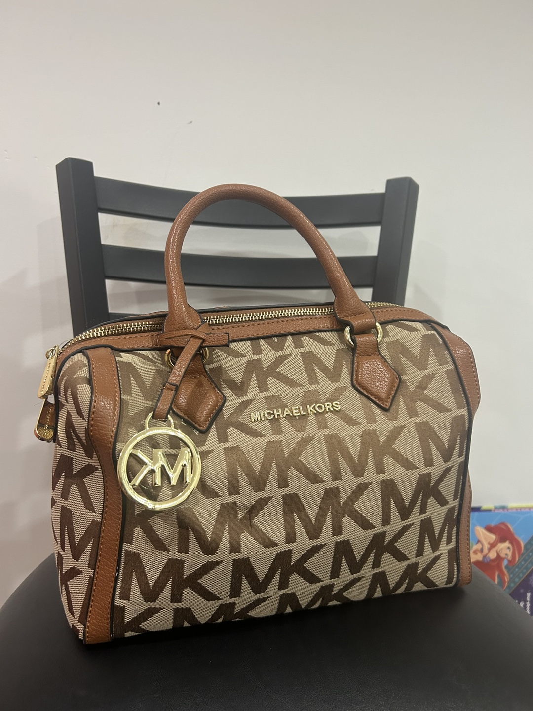 Michael Kors Brown and Beige MK Handbag
