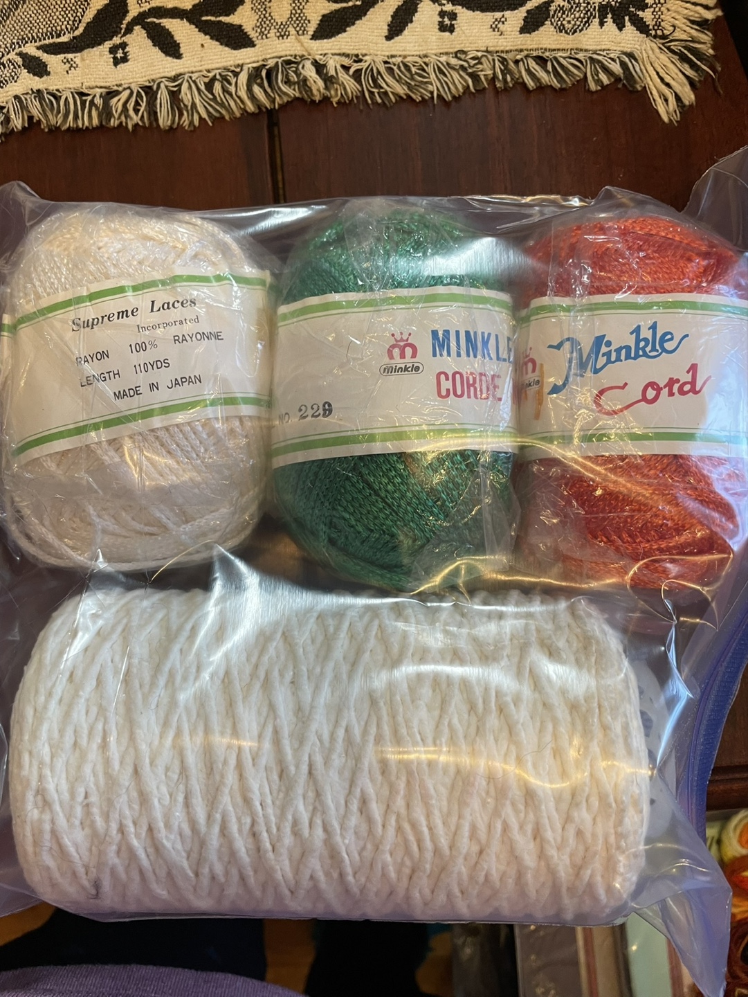 Vintage Yarn and Cord Lot - Supreme Laces, Minkle Cord