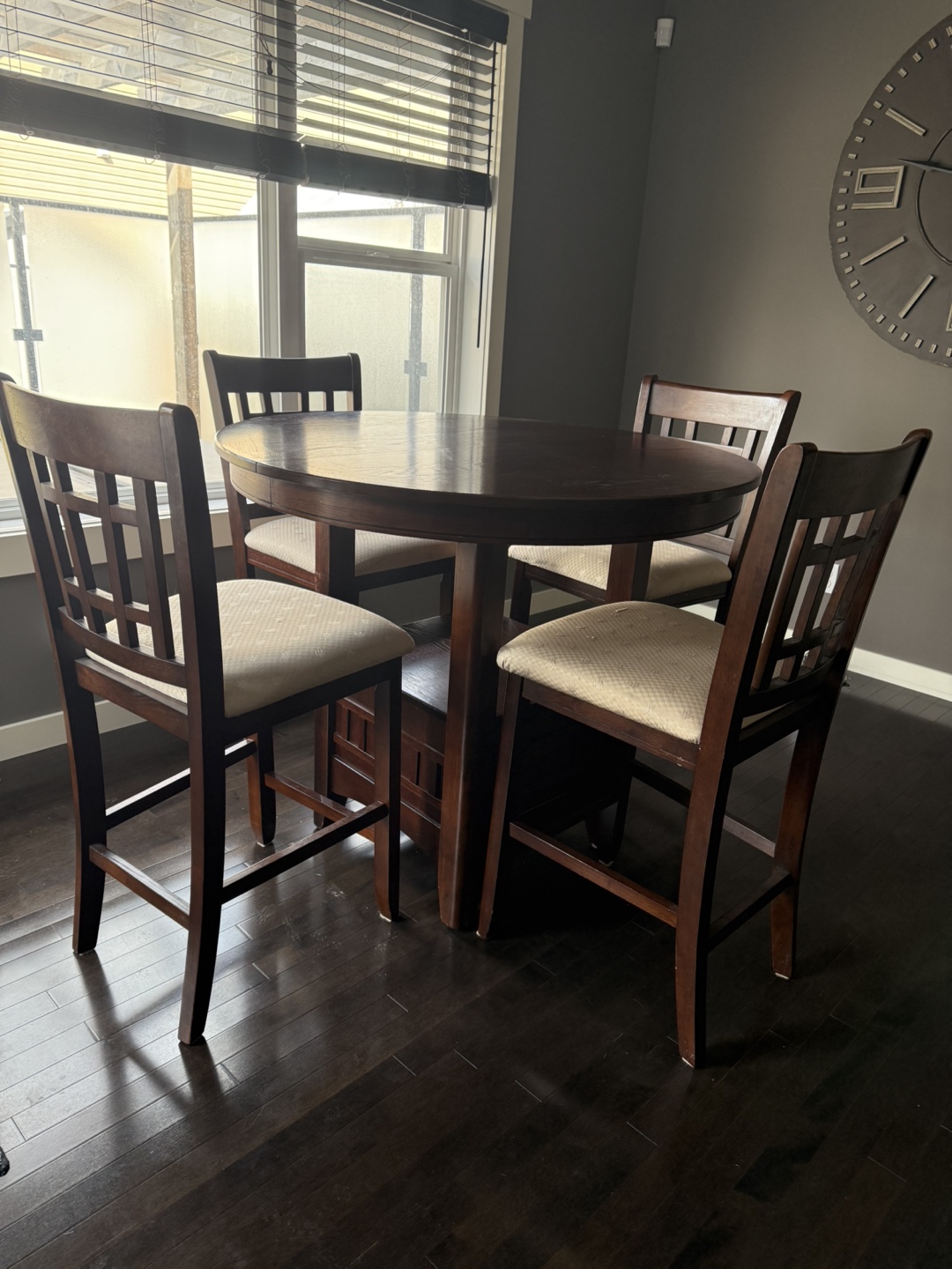 Dark Brown Pub Table Set with Four Chairs