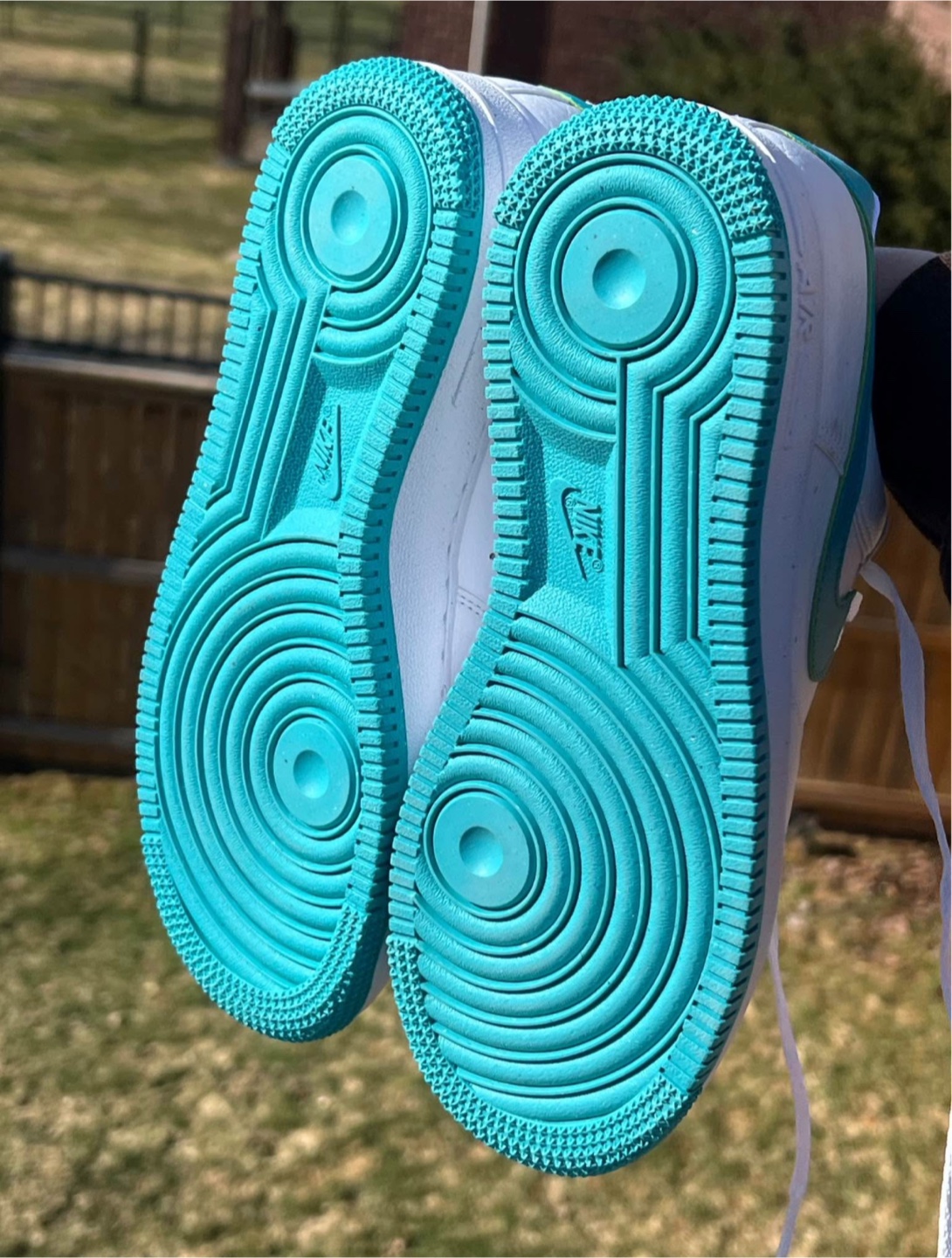 Nike Air Force 1 '07 Custom Teal Sneakers - photo 4