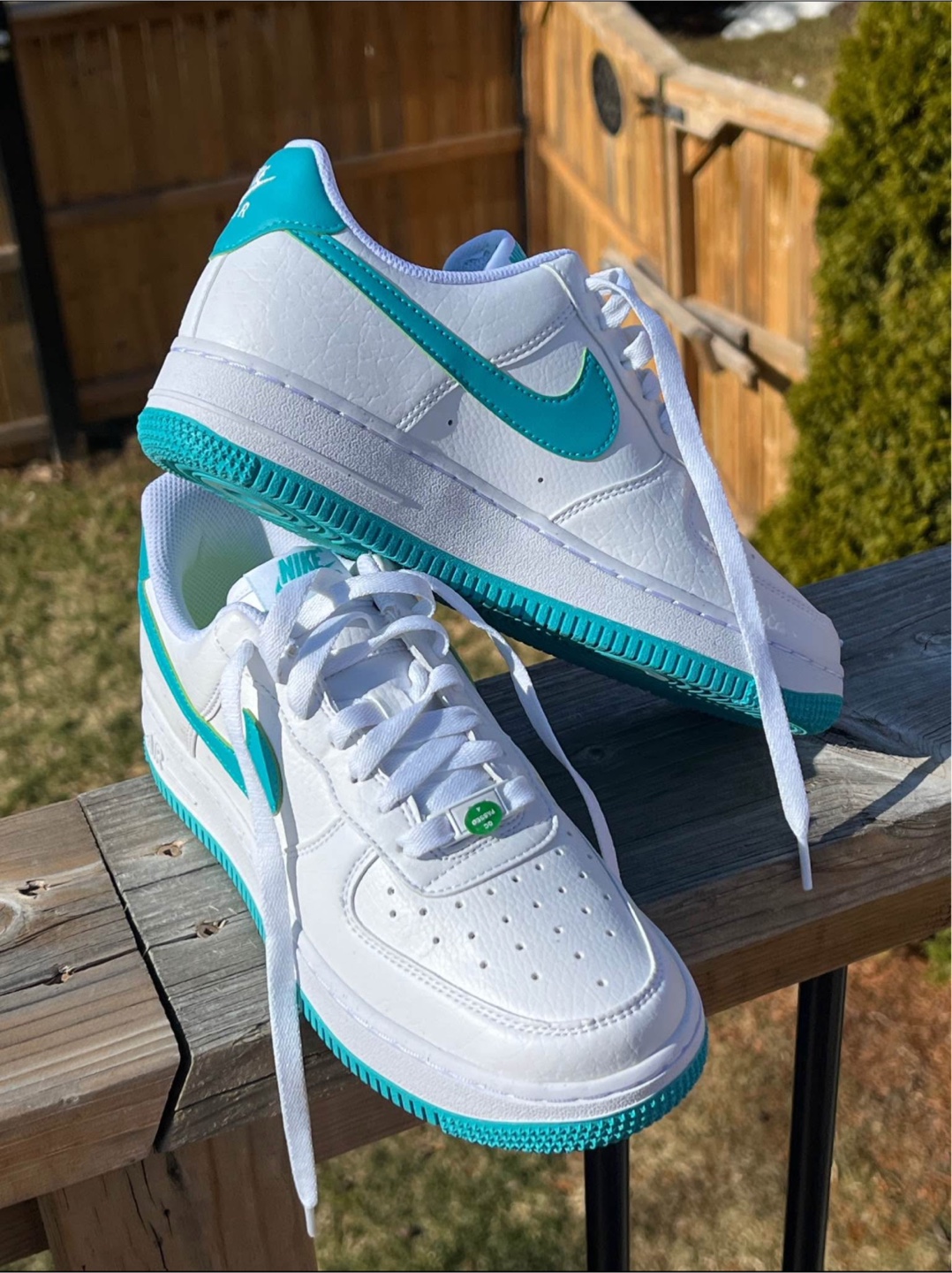 Nike Air Force 1 '07 Custom Teal Sneakers - photo 3