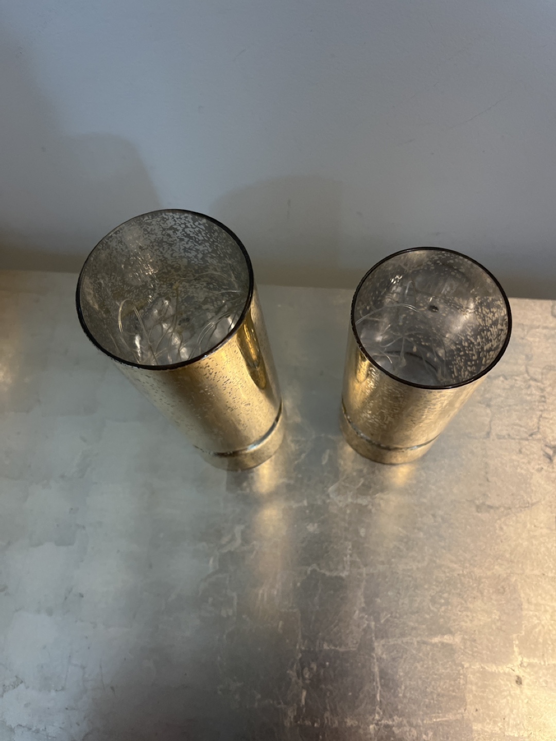 Set of Two Gold Mercury Glass Vases - photo 2