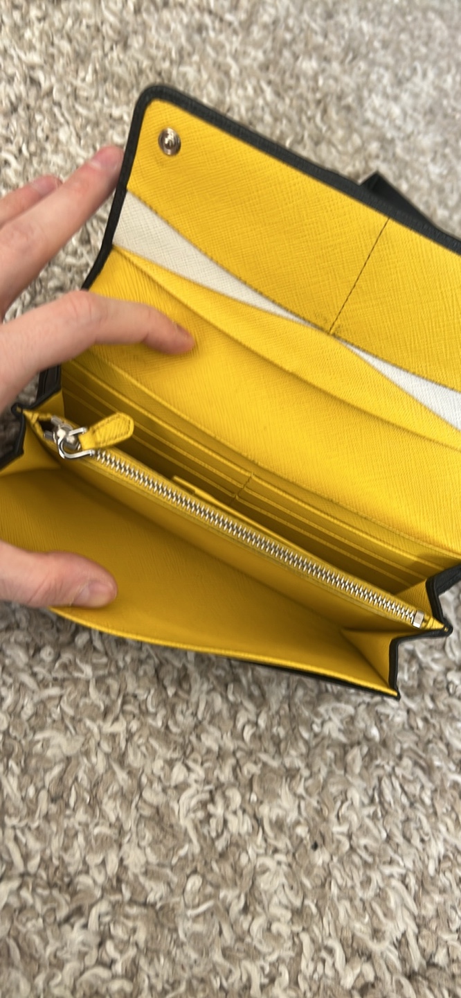 Prada Saffiano Leather Wallet - Black & Yellow - photo 3