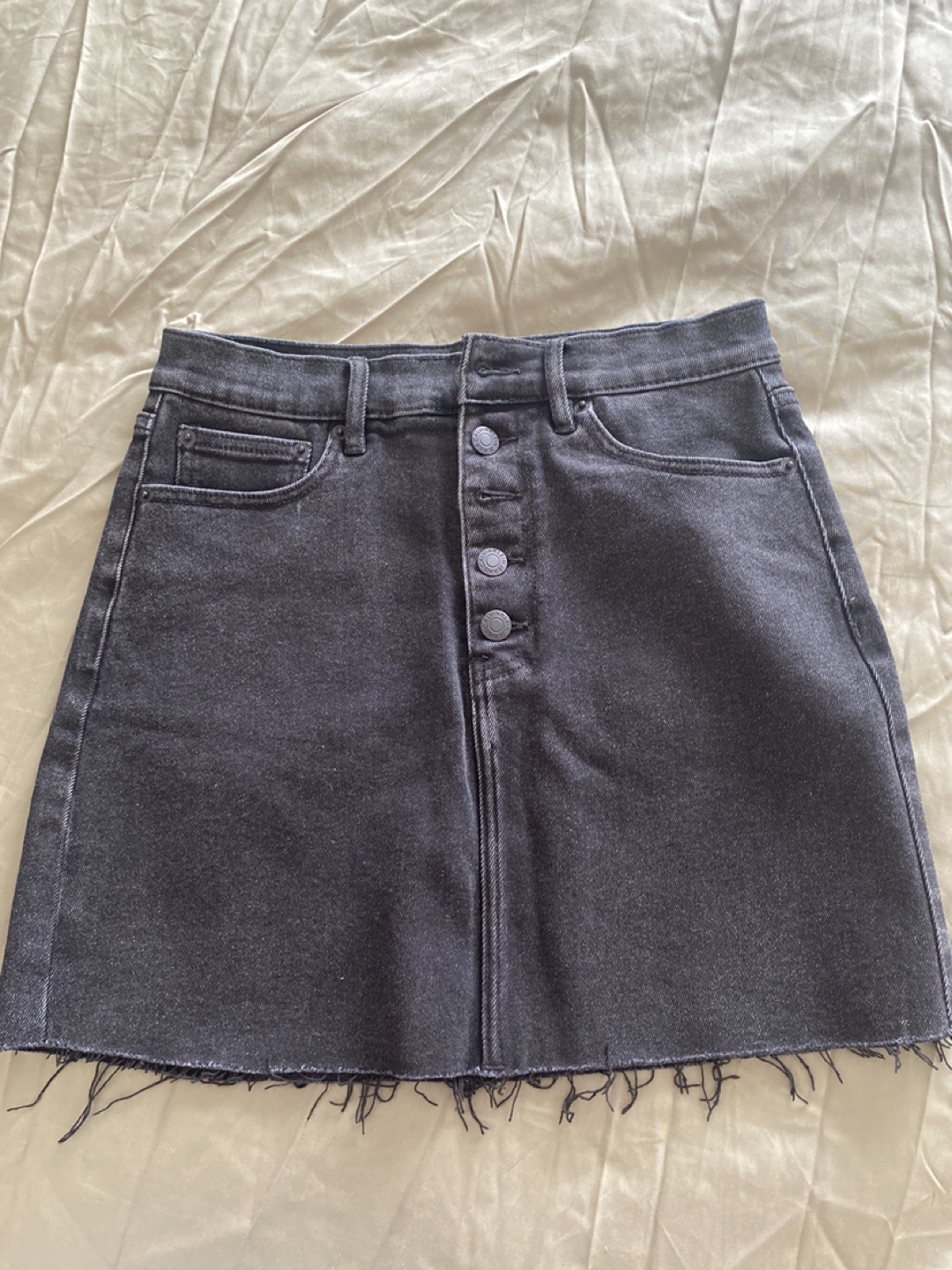 Black Denim Mini Skirt