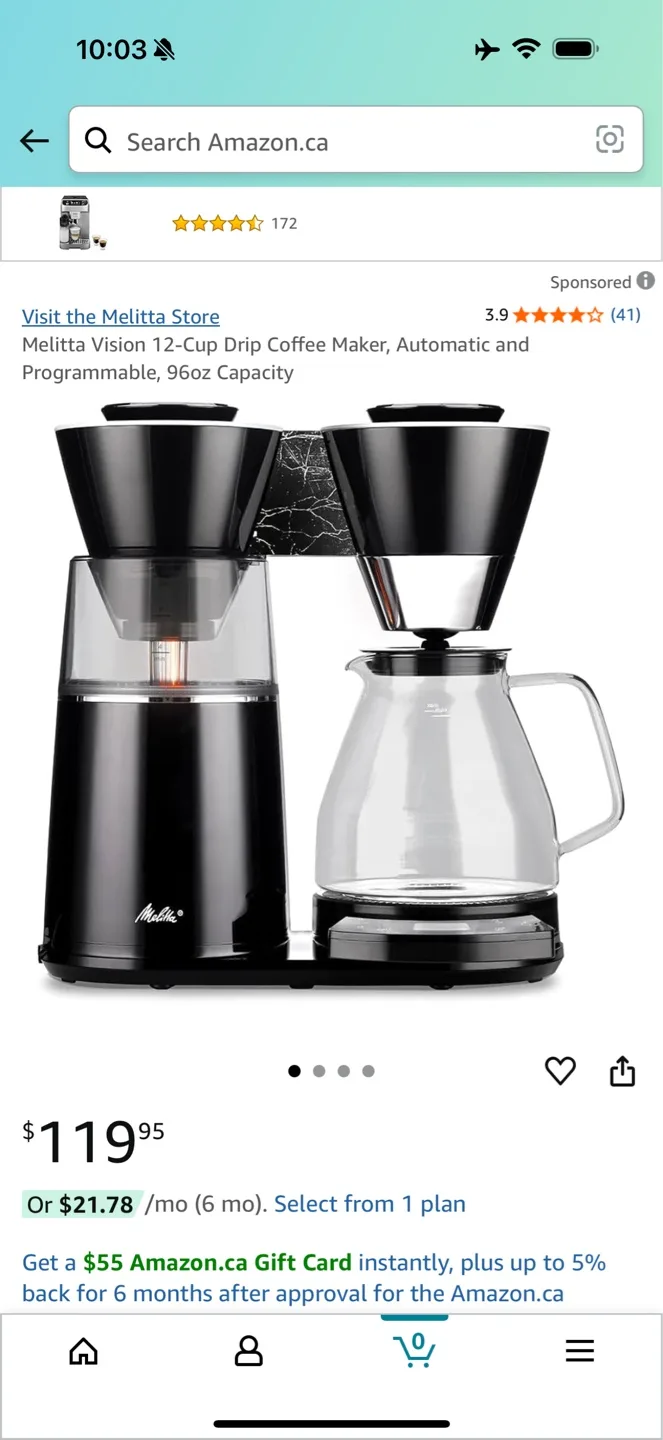 Melitta Vision 12-Cup Drip Coffee Maker thumbnail