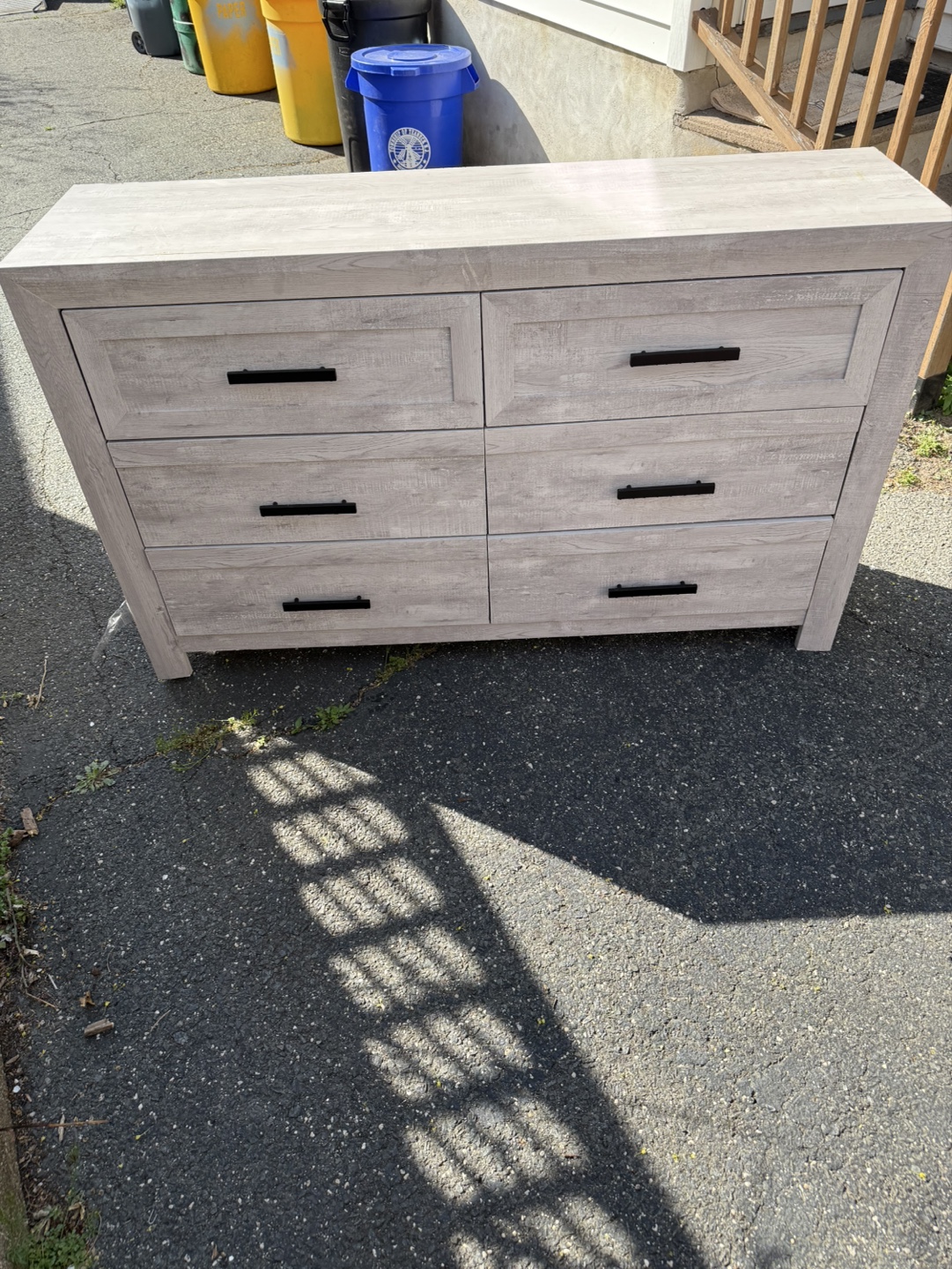 6-Drawer Dresser - Light Grey Wood