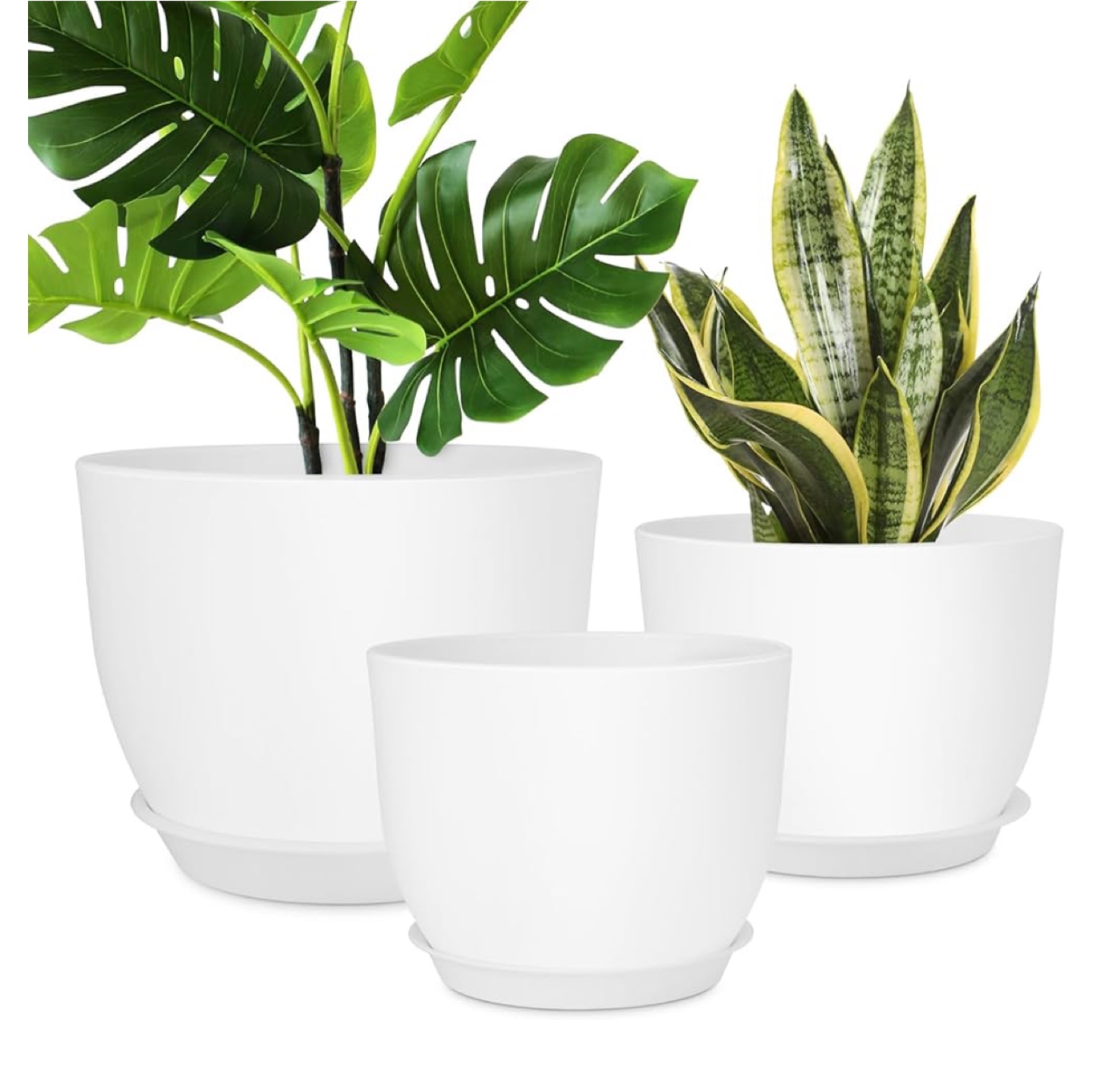 White Plastic Plant pot Set of two
