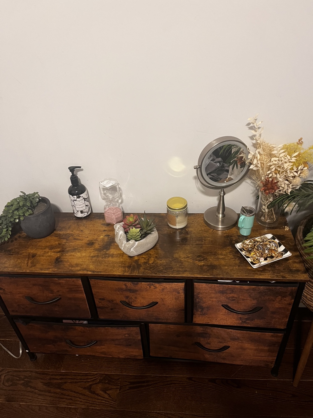 Rustic 5-Drawer Storage Cabinet with Metal Frame - photo 4