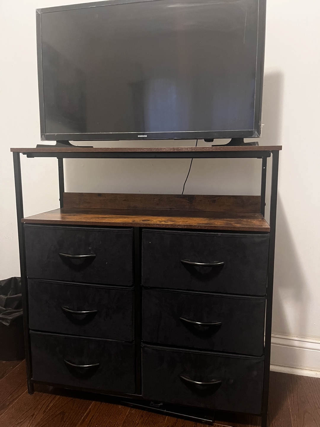 Rustic 5-Drawer Storage Cabinet with Metal Frame