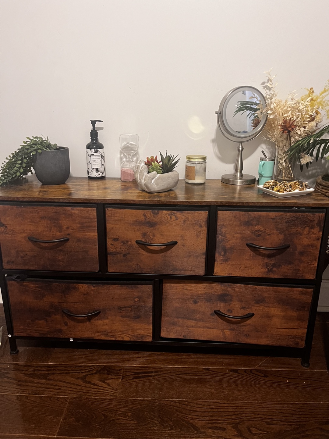Rustic 5-Drawer Storage Cabinet with Metal Frame - photo 3